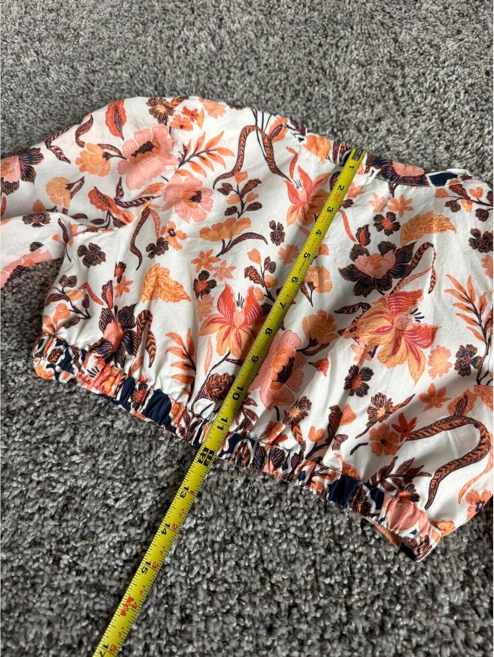 Chelsea & Violet Size 0 Two Piece Set Floral 100% Cotton Crop Blouse and Skirt - Picture 9 of 13